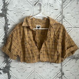 Super cropped button down boxy woven polo